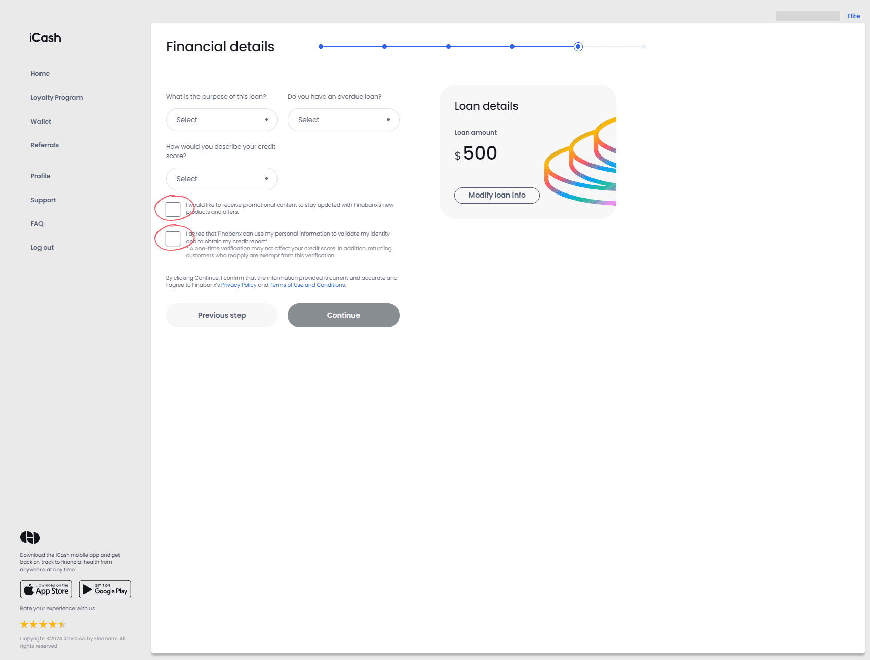 Step 4.5: Complete Financial Details - iCash Step 4.5: Complete Financial Details - iCash
