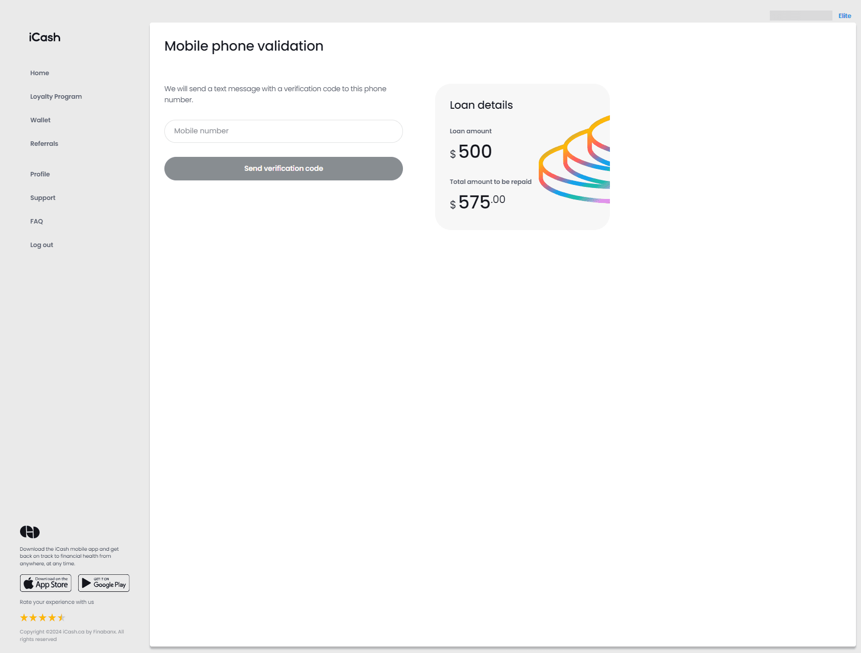 Step 3: Validate Your Mobile Phone Number - iCash Step 3: Validate Your Mobile Phone Number - iCash