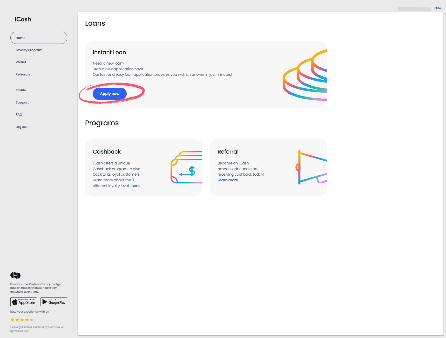 Step 1: Click the Apply Now Button - iCash Step 1: Click the Apply Now Button - iCash